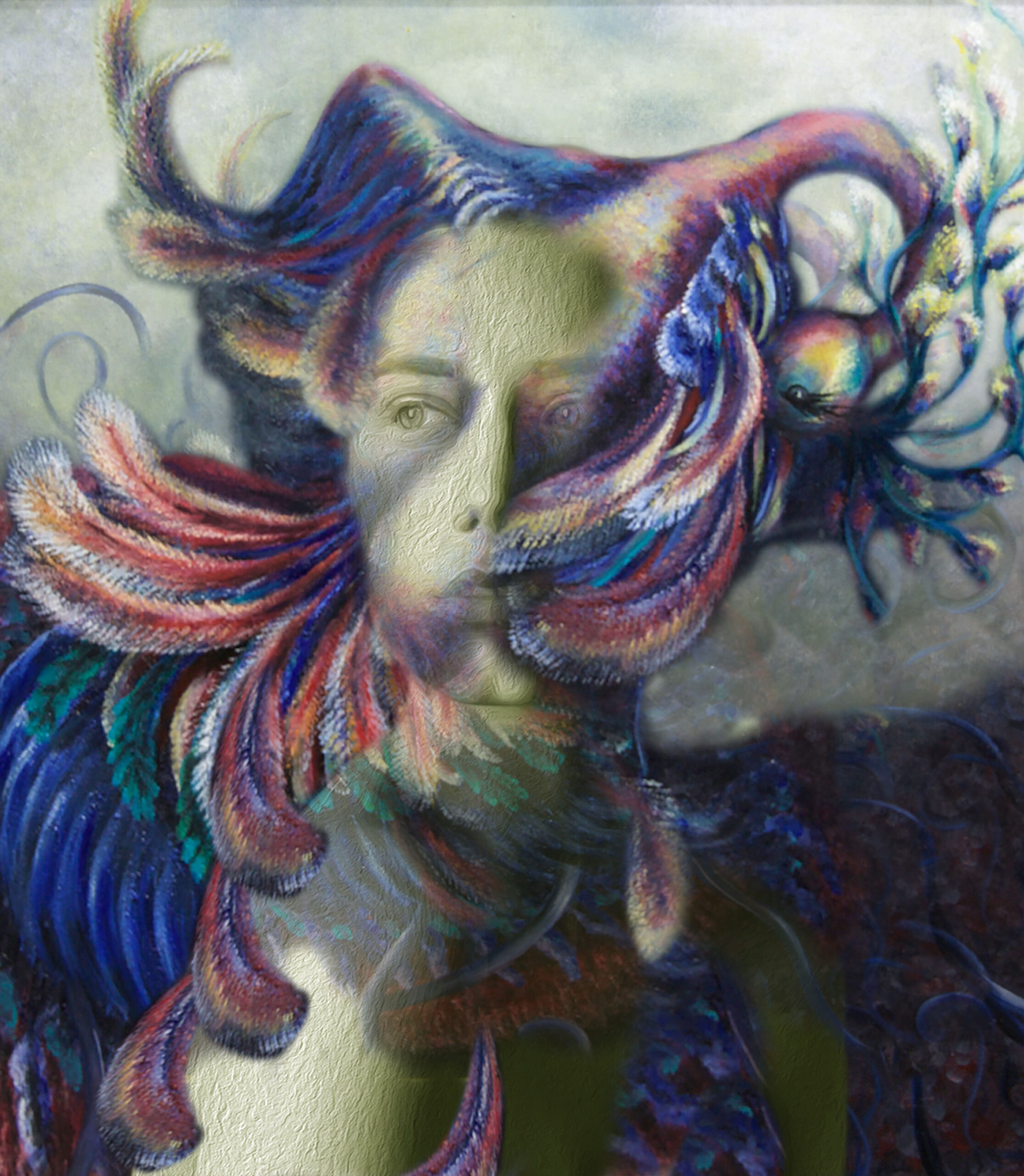 simurg, zümrüdü anka, phoenix, emerald phoenix, digital art, digital collage