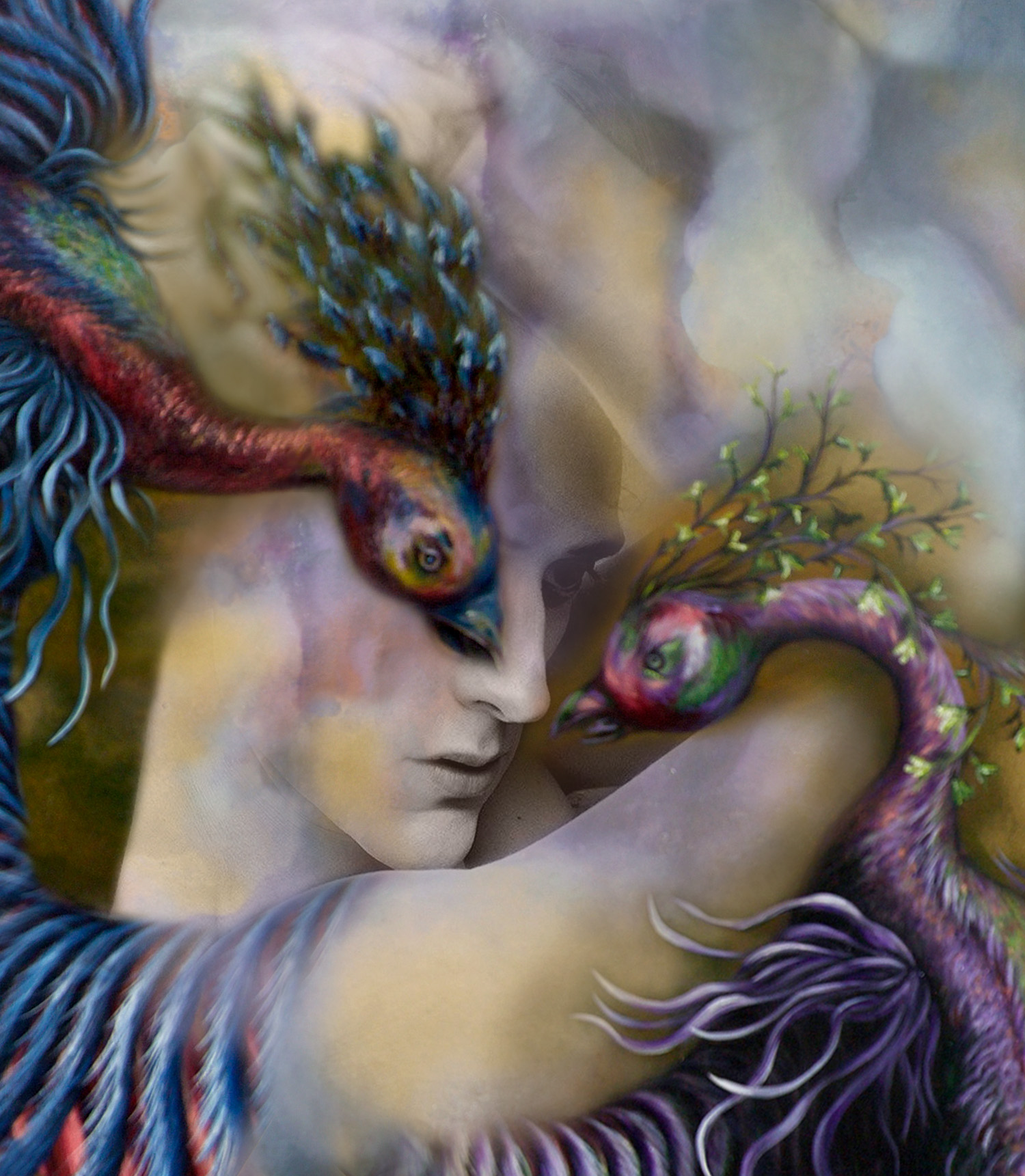 simurg, zümrüdü anka, phoenix, emerald phoenix, digital art, digital collage