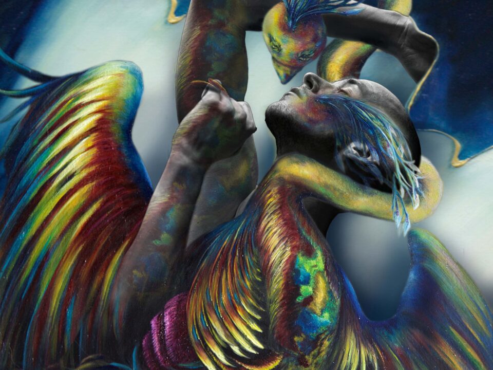 simurg, zümrüdü anka, phoenix, emerald phoenix, digital art, digital collage