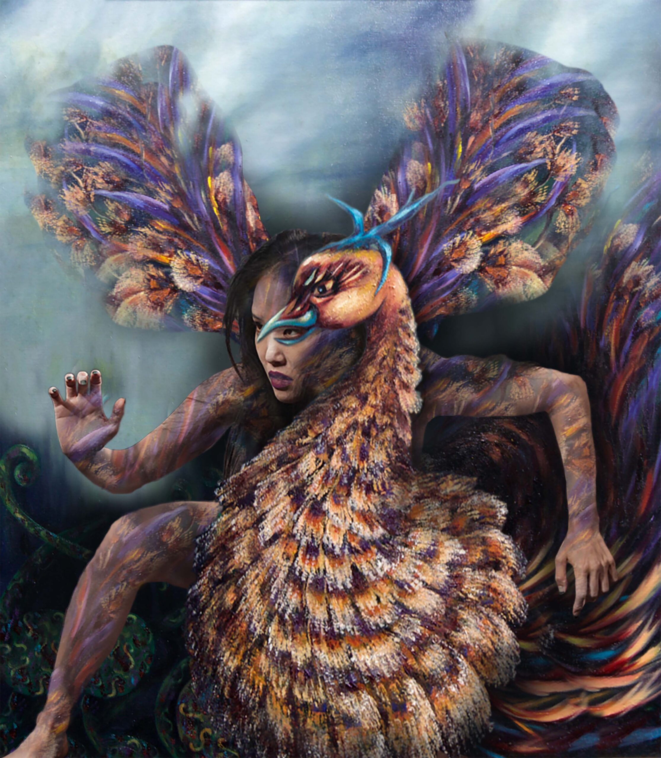 simurg, zümrüdü anka, phoenix, emerald phoenix, digital art, digital collage