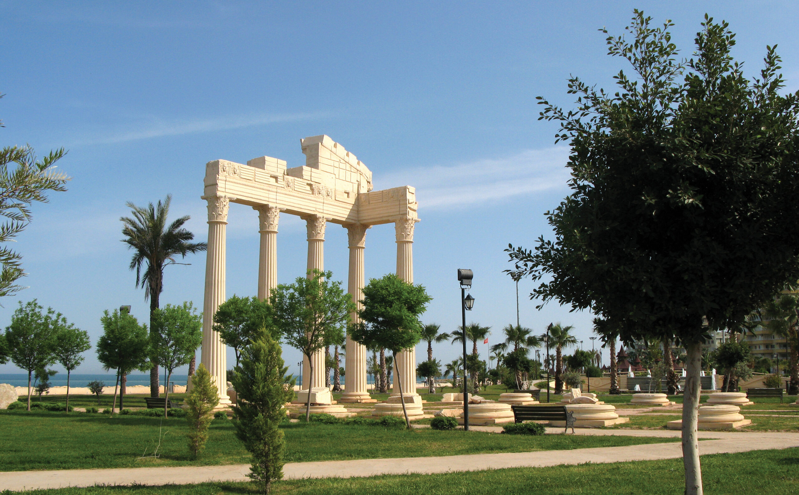 peyzaj, park, uzuncaburç, sütun, korint