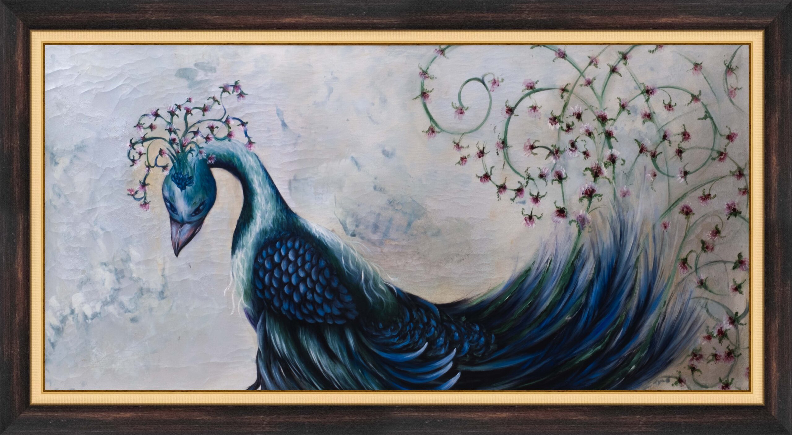 zümrütü anka, tuval, yağlı boya, simurg, phoenix, emerald phoenix