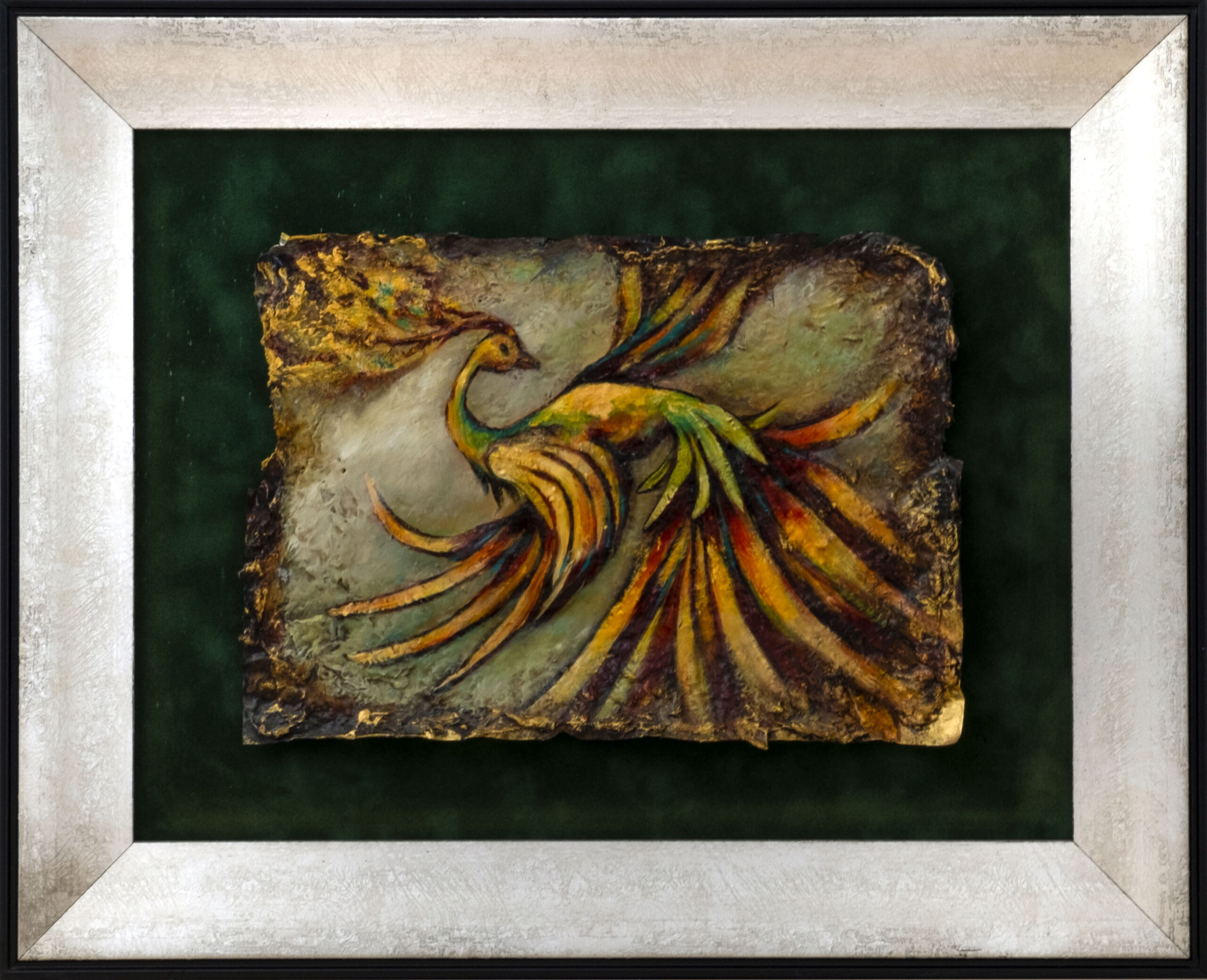 zümrütü anka, tuval, yağlı boya, simurg, phoenix, emerald phoenix