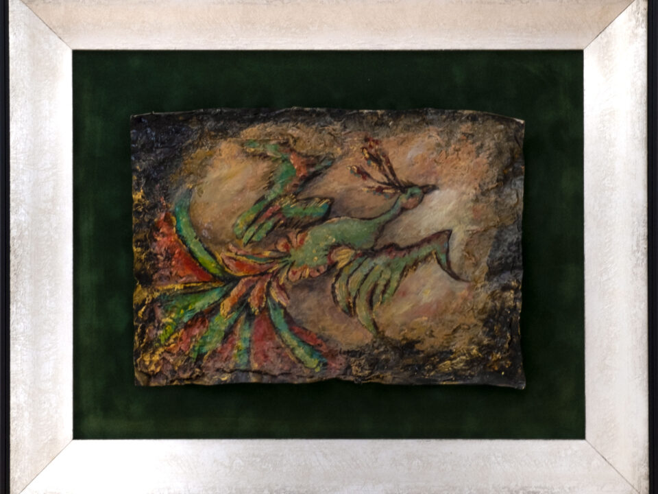 zümrütü anka, tuval, yağlı boya, simurg, phoenix, emerald phoenix