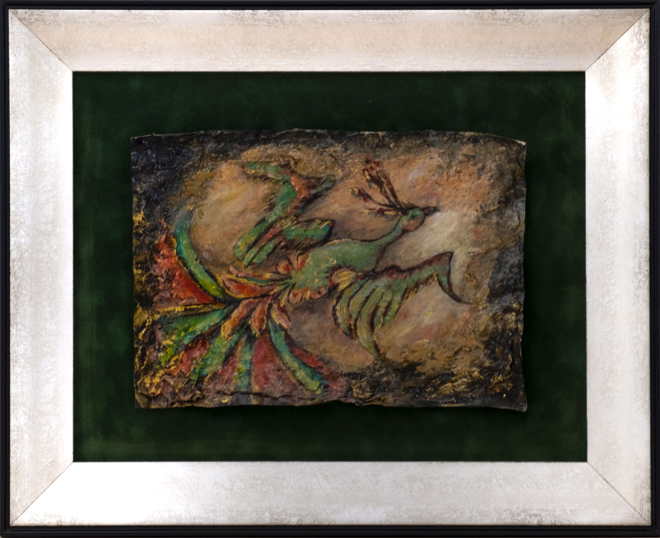 zümrütü anka, tuval, yağlı boya, simurg, phoenix, emerald phoenix