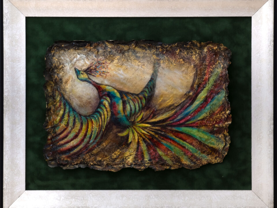 zümrütü anka, tuval, yağlı boya, simurg, phoenix, emerald phoenix