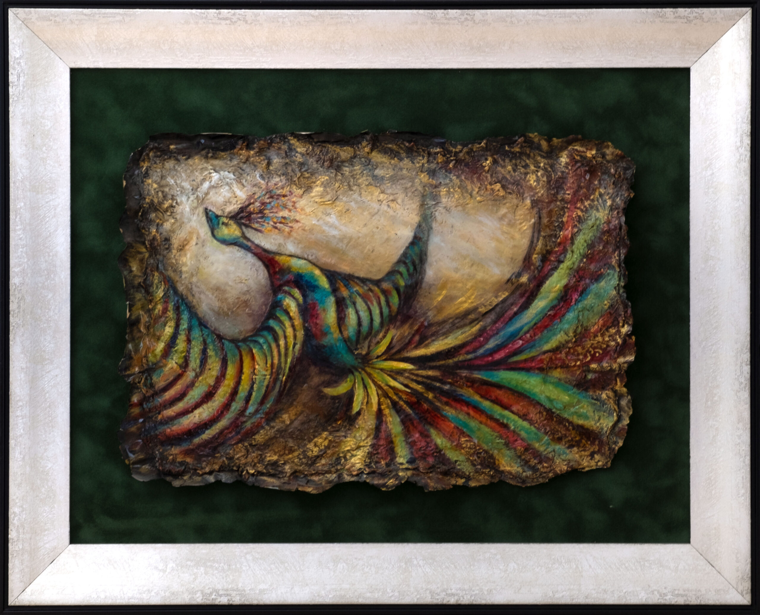 zümrütü anka, tuval, yağlı boya, simurg, phoenix, emerald phoenix