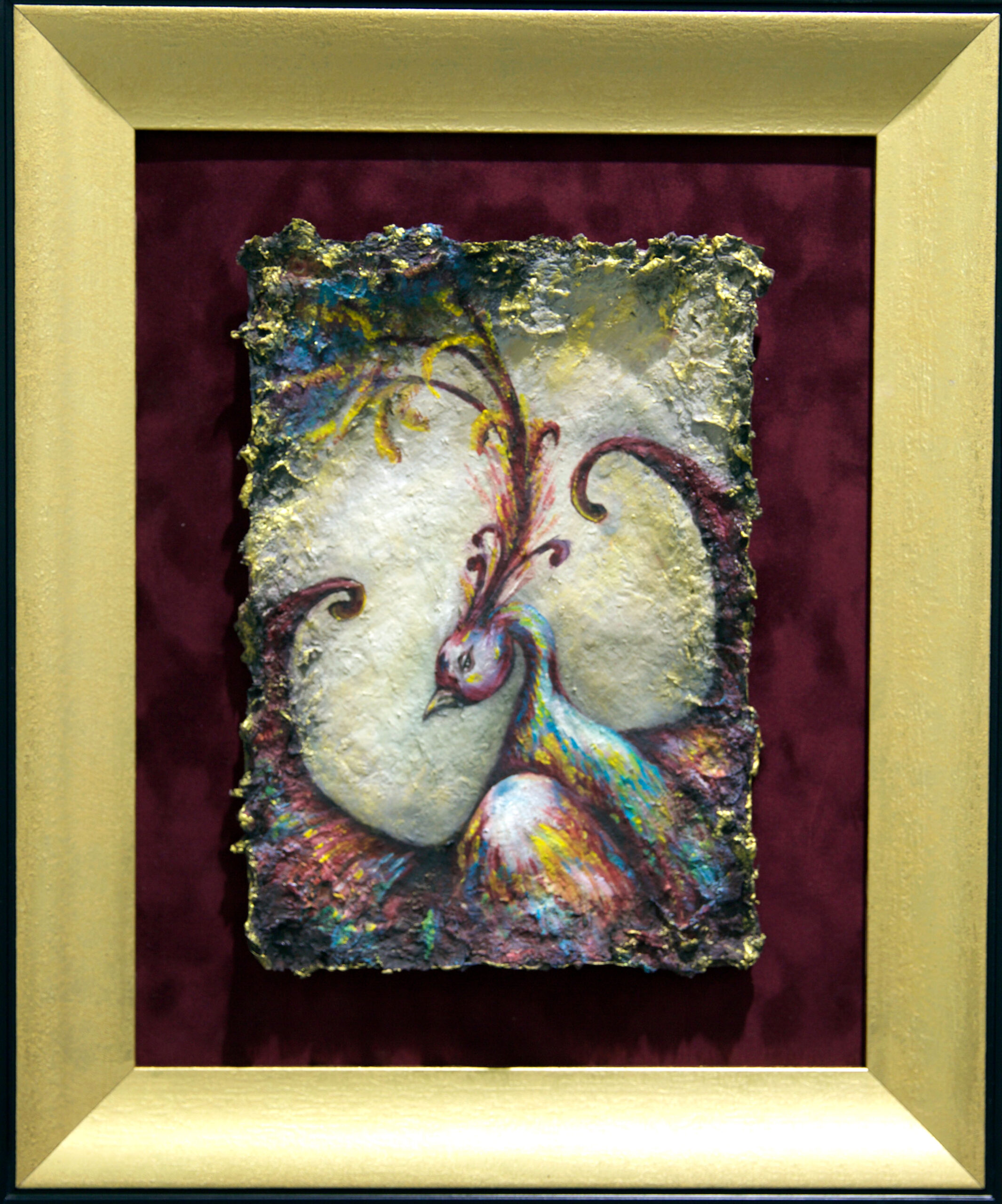 zümrütü anka, tuval, yağlı boya, simurg, phoenix, emerald phoenix