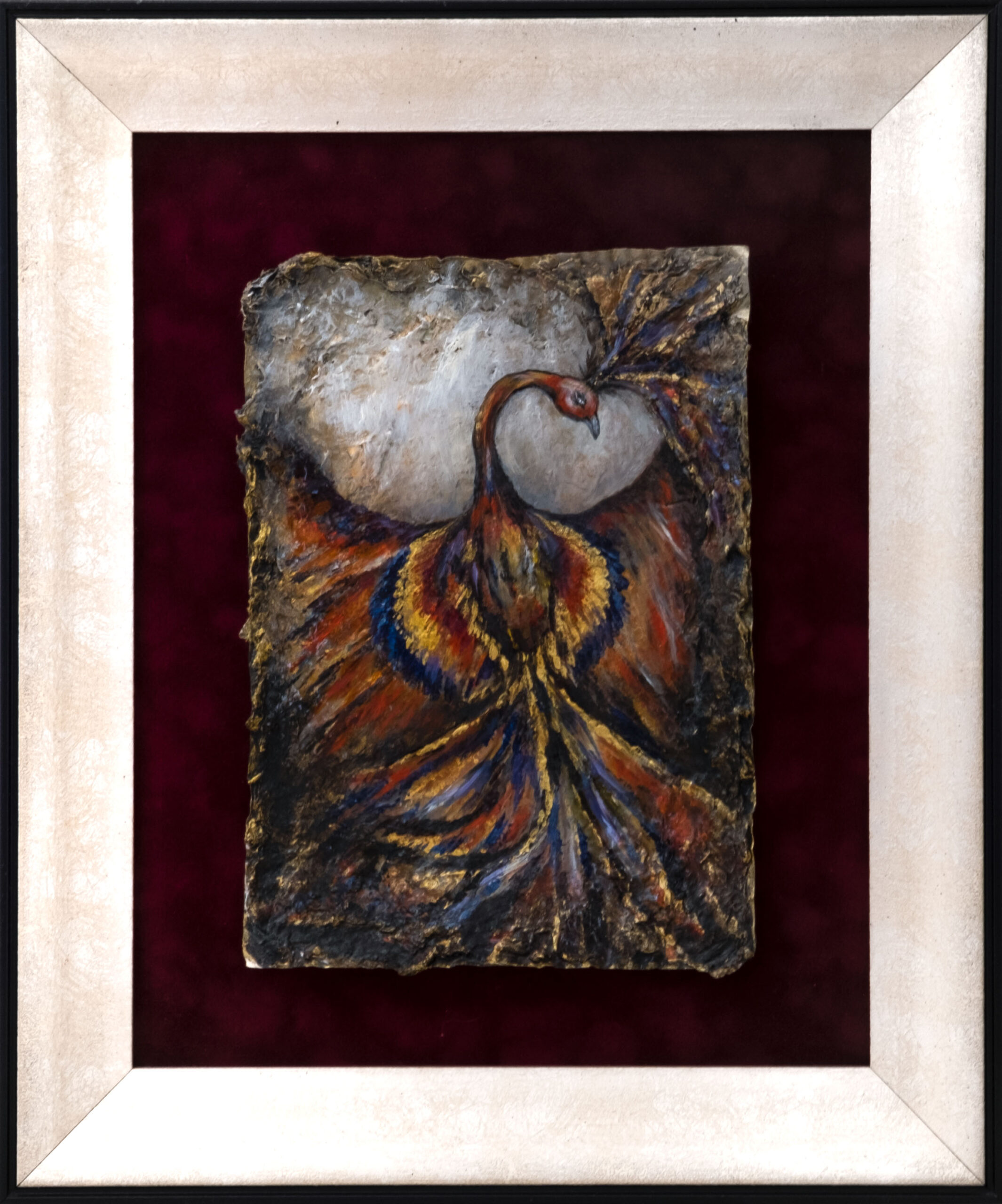 zümrütü anka, tuval, yağlı boya, simurg, phoenix, emerald phoenix