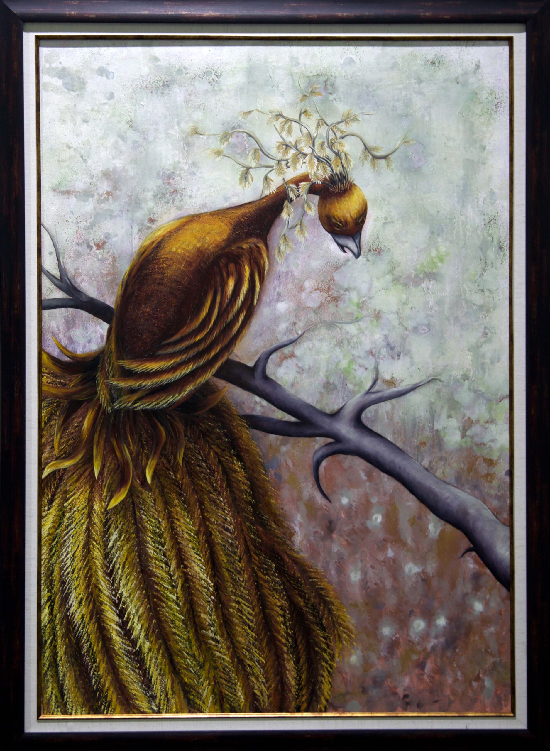 zümrütü anka, tuval, yağlı boya, simurg, phoenix, emerald phoenix