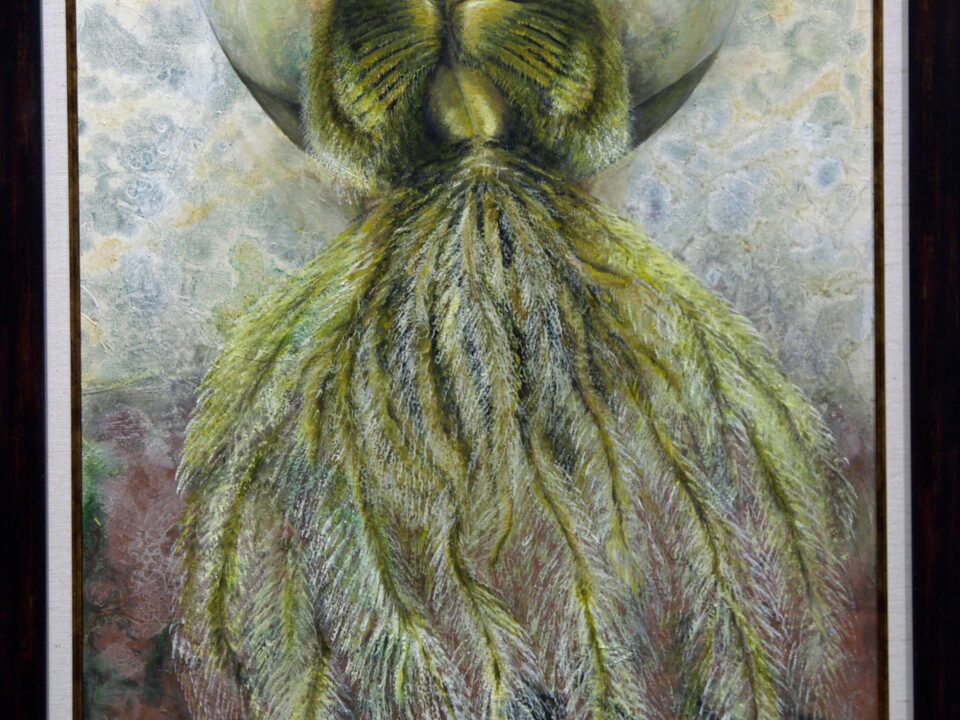 zümrütü anka, tuval, yağlı boya, simurg, phoenix, emerald phoenix